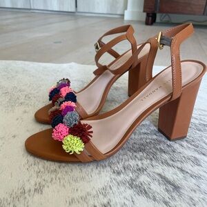 Loeffler Randall Brown Heels with Playful Pom-Poms